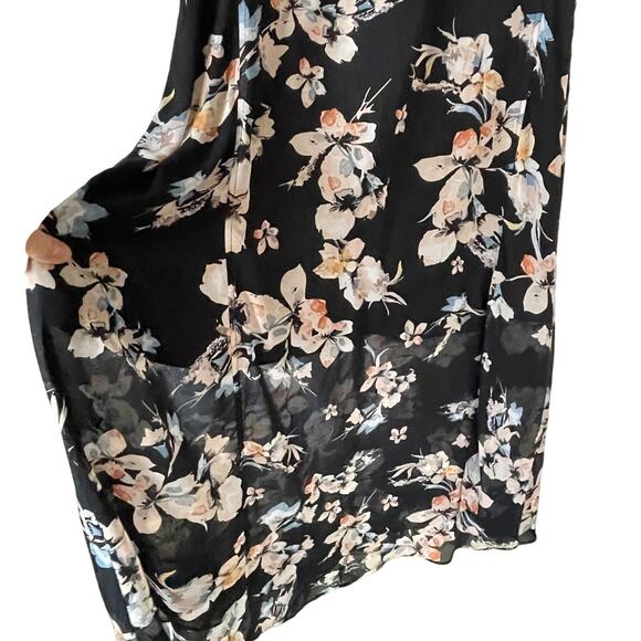 Floral Chiffon Maxi Dress Sheer Fairy Feminine Cami Off the Shoulder Size XL - Picture 6 of 7